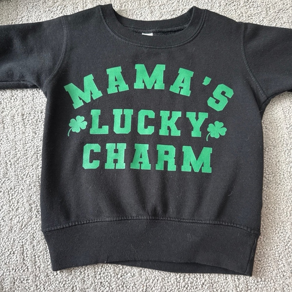 Charming Black Sweatshirt with Green Print